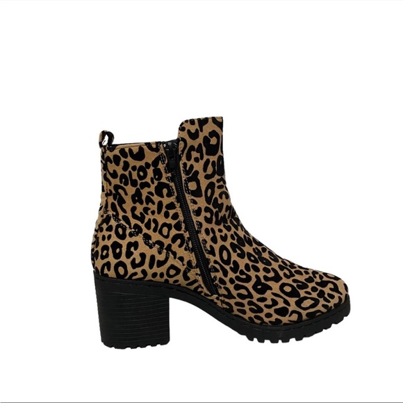 Quipid leopard animal print chunky moto boots - Picture 4 of 17